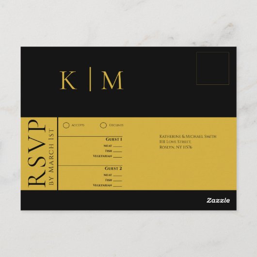 Schwarz-Weiß-UAWG-Hochzeit- Postkarte (Rückseite)