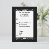 Schwarz-Weiß-UAWG mit Menü RSVP Karte (Stehend Vorderseite)