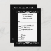 Schwarz-Weiß-UAWG mit Menü RSVP Karte (Vorne/Hinten)