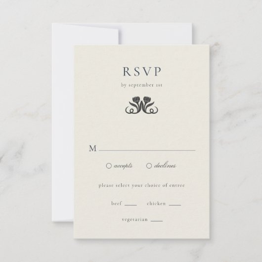 Schwarz-Weiß-UAWG mit Verpflegungskarte RSVP Karte (Vorderseite)