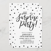 Schwarz/Weiß | Überraschen Erwachsenen Geburtstags Einladung (Vorne/Hinten)