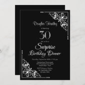 Schwarz-Weiß Überraschung 30. Geburtstag Abendesse Einladung (Vorne/Hinten)
