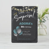 Schwarz-Weiß-Überraschung Geburtstagseinladung Einladung (Stehend Vorderseite)