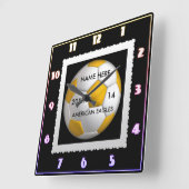 Schwarz-Weiß-Uhr mit Spielername Quadratische Wanduhr (Winkel)