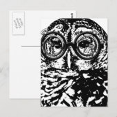 Schwarz-Weiß-Uhu mit Brille Postkarte (Vorne/Hinten)
