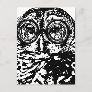 Schwarz-Weiß-Uhu mit Brille Postkarte