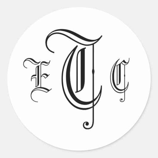 Schwarz-Weiß-Umschlag Aufkleber mit drei Buchstabe (Vorderseite)