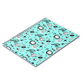 Schwarz, Weiß und Aquamarine Fifty Style Retro Notizblock (Linke Seite)