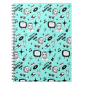 Schwarz, Weiß und Aquamarine Fifty Style Retro Notizblock (Vorderseite)