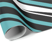 Schwarz, Weiß und Aquamarines, lineares Abstraktes Geschenkpapier (Rolleneckpunkt)
