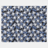Schwarz, Weiß und Blauer Oktopus Nahtloses Muster Fleecedecke (Vorderseite (Horizontal))