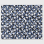 Schwarz, Weiß und Blauer Oktopus Nahtloses Muster Geschenkpapier (Flach)