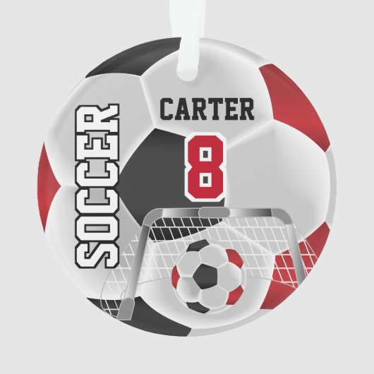 Schwarz, Weiß und Dunkelrot - personalisieren ⚽ Ornament (Rückseite)