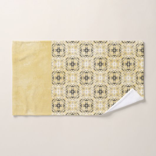 Schwarz, Weiß und Gelb Gelb Gelb Gelbtes Muster Badhandtuch Set (Handtuch)