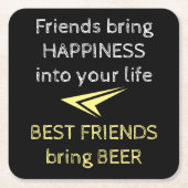 Schwarz-weiß und gelb mit Bierangebot Rechteckiger Pappuntersetzer (Vorderseite)