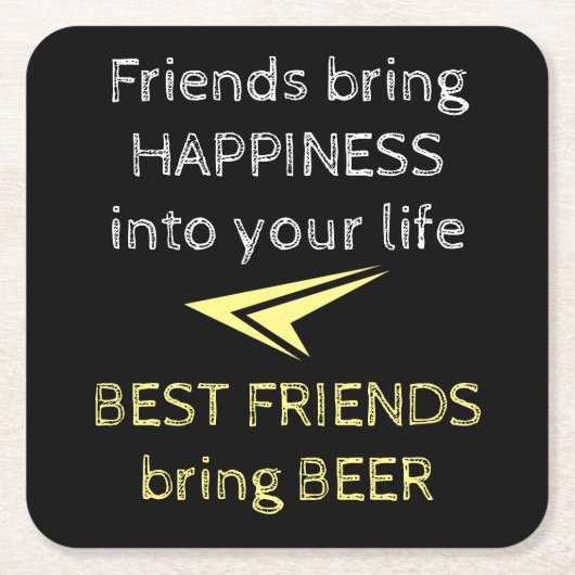 Schwarz-weiß und gelb mit Bierangebot Rechteckiger Pappuntersetzer (Vorderseite)