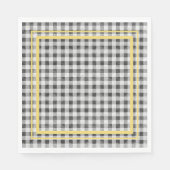 Schwarz-weiß und gelb Picnic Gingham Serviette (Vorderseite)