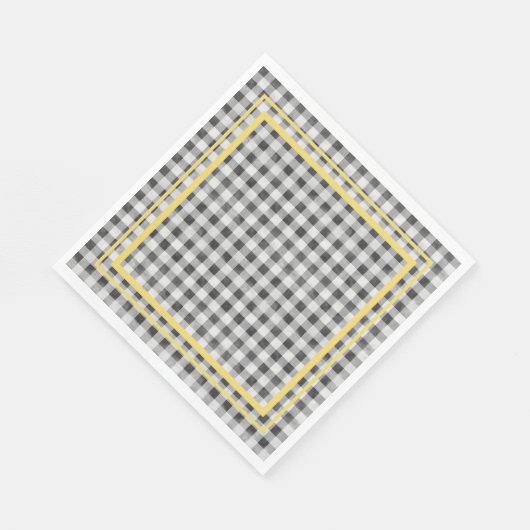 Schwarz-weiß und gelb Picnic Gingham Serviette (Ecke)