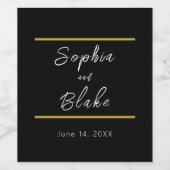 Schwarz, Weiß und Gold Braut & Groom Hochzeit Weinetikett (Einzelnes Label)