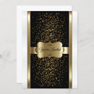 Schwarz, Weiß und Gold Einladung