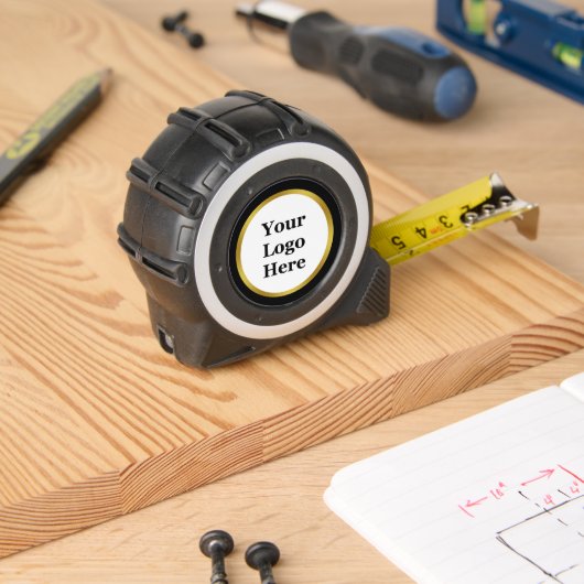 Schwarz, Weiß und Gold Ihr Logo hier Vorlage Maßband (Holzbau)