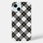 Schwarz-weiß und Gold Kariert Case-Mate iPhone Hülle (Rückseite)