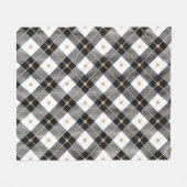 Schwarz-weiß und Gold Kariert Fleecedecke (Vorderseite (Horizontal))