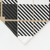 Schwarz-weiß und Gold Kariert Fleecedecke (Ecke)