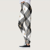 Schwarz-weiß und Gold Kariert Leggings (Links)