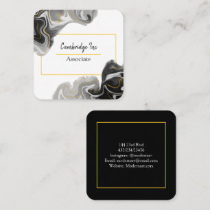 Schwarz, Weiß und Gold Marmor Elegant  Quadratische Visitenkarte