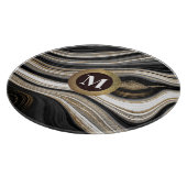 Schwarz-weiß und Gold mit jeder Monogramm Schneidebrett (Ecke)