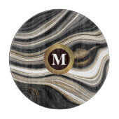 Schwarz-weiß und Gold mit jeder Monogramm Schneidebrett (Vorderseite)