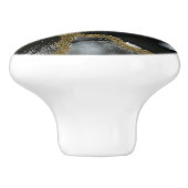 Schwarz, Weiß und Gold | Modern & chic Keramikknauf (Seitenansicht)