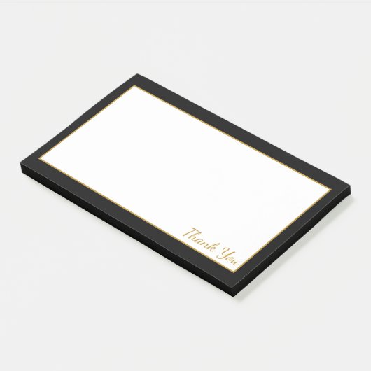 Schwarz-weiß und Gold Post-it Klebezettel (angewinkelt)