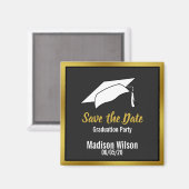 Schwarz-weiß- und Gold-Save the Date Graduierungsp Magnet (Vorderseite/Rückseite)