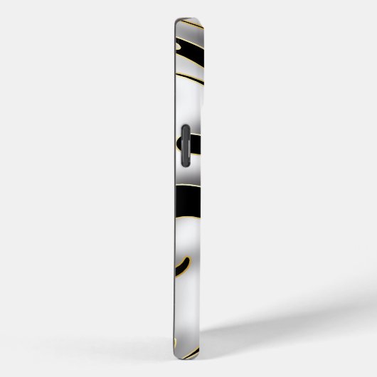 Schwarz, Weiß und Gold Swirl Case-Mate iPhone Hülle (Rückseite / Rechts)