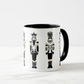 Schwarz, Weiß und Gold Trendy Nutcracker Weihnacht Tasse (VorderseiteRechts)