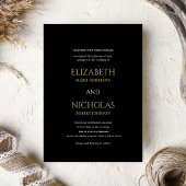 Schwarz, Weiß und goldene Schablone Hochzeit Einla Einladung