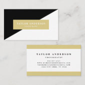 Schwarz-, Weiß- und Goldfarbenblock modern Visitenkarte (Vorne/Hinten)