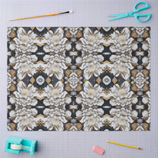 Schwarz-weiß- und Goldflorentapier Seidenpapier (Basteln)