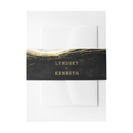 Schwarz-weiß- und Goldgeode-Agate-Hochzeitmonograp Einladungsbanderole