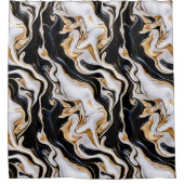 Schwarz-, Weiß- und Goldmarmor Duschvorhang (Vorderseite)