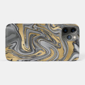 Schwarz, Weiß und Goldmarmor Ölteppich Abstrakt Case-Mate iPhone Hülle (Rückseite (Horizontal))
