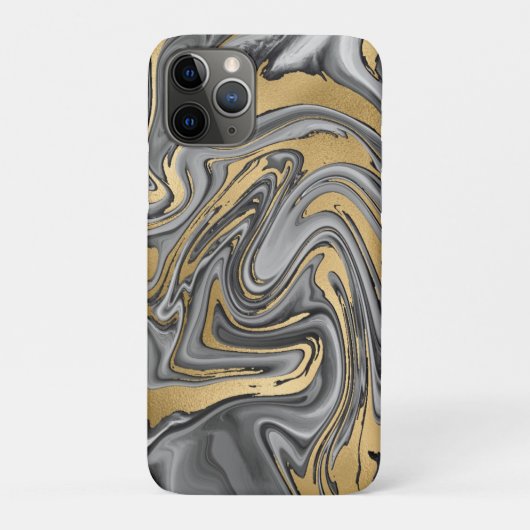 Schwarz, Weiß und Goldmarmor Ölteppich Abstrakt Case-Mate iPhone Hülle (Rückseite)