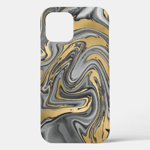 Schwarz, Weiß und Goldmarmor Ölteppich Abstrakt Case-Mate iPhone Hülle
