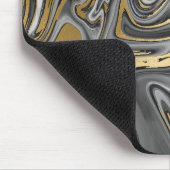 Schwarz, Weiß und Goldmarmor Ölteppich Abstrakt Mousepad (Ecke)