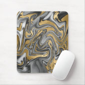 Schwarz, Weiß und Goldmarmor Ölteppich Abstrakt Mousepad (Mit Mouse)