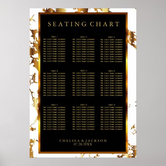 Schwarz-, Weiß- und Goldmarmor - Seating Chart (9) Poster (Vorne)