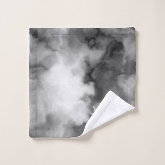 Schwarz, Weiß und Grau Abstrakt Badhandtuch Set (Waschlappen)