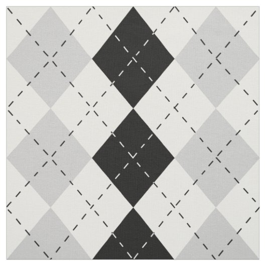 Schwarz Weiß und Grau Argyle Stoff (Muster)